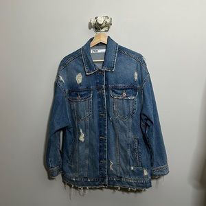 Zara- oversized distressed jean jacket-sz.lrg.